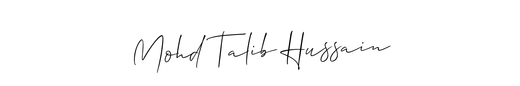 if you are searching for the best signature style for your name Mohd Talib Hussain. so please give up your signature search. here we have designed multiple signature styles  using Allison_Script. Mohd Talib Hussain signature style 2 images and pictures png