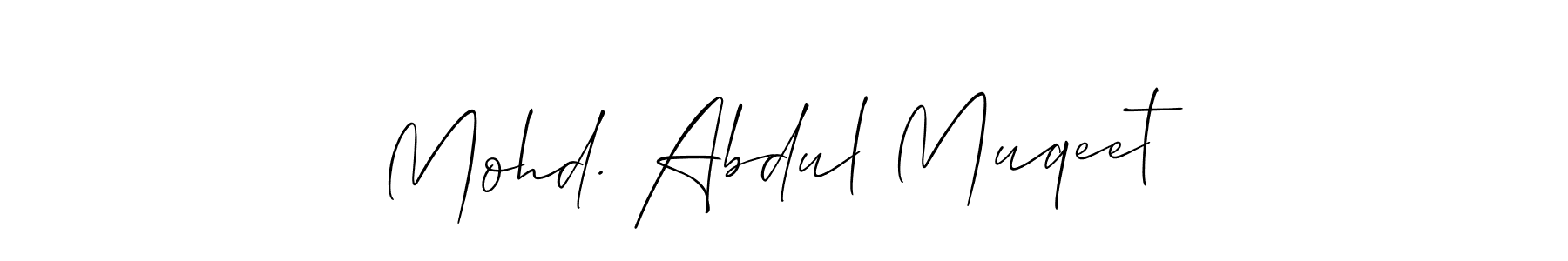 The best way (Allison_Script) to make a short signature is to pick only two or three words in your name. The name Mohd. Abdul Muqeet include a total of six letters. For converting this name. Mohd. Abdul Muqeet signature style 2 images and pictures png