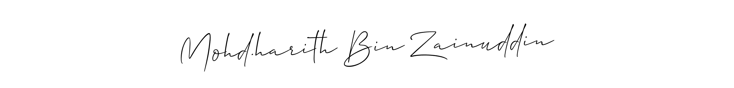 You should practise on your own different ways (Allison_Script) to write your name (Mohd.harith Bin Zainuddin) in signature. don't let someone else do it for you. Mohd.harith Bin Zainuddin signature style 2 images and pictures png