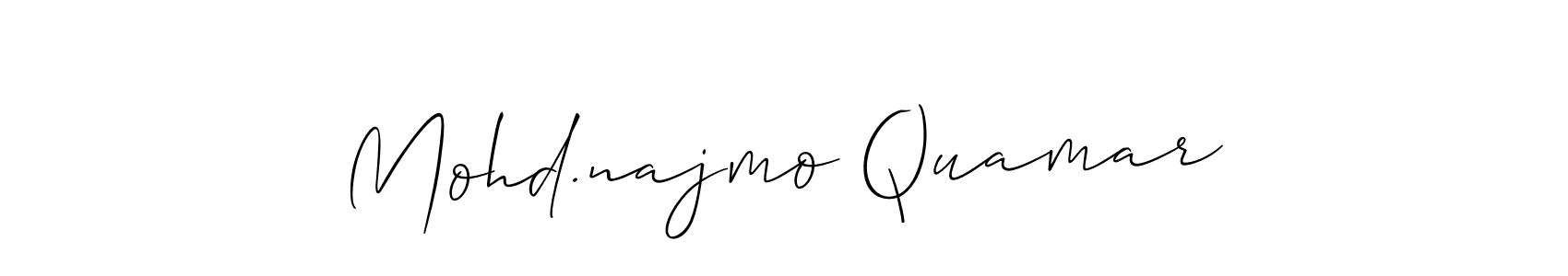 Make a short Mohd.najmo Quamar signature style. Manage your documents anywhere anytime using Allison_Script. Create and add eSignatures, submit forms, share and send files easily. Mohd.najmo Quamar signature style 2 images and pictures png