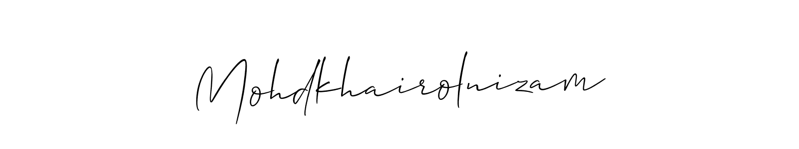 Also we have Mohdkhairolnizam name is the best signature style. Create professional handwritten signature collection using Allison_Script autograph style. Mohdkhairolnizam signature style 2 images and pictures png
