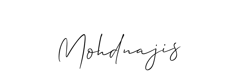 The best way (Allison_Script) to make a short signature is to pick only two or three words in your name. The name Mohdnajis include a total of six letters. For converting this name. Mohdnajis signature style 2 images and pictures png