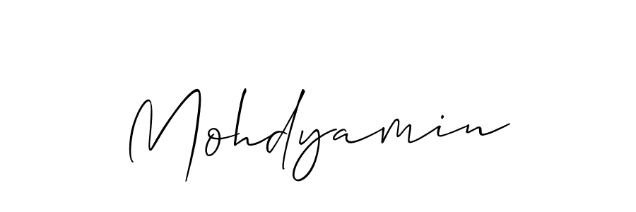 How to make Mohdyamin name signature. Use Allison_Script style for creating short signs online. This is the latest handwritten sign. Mohdyamin signature style 2 images and pictures png