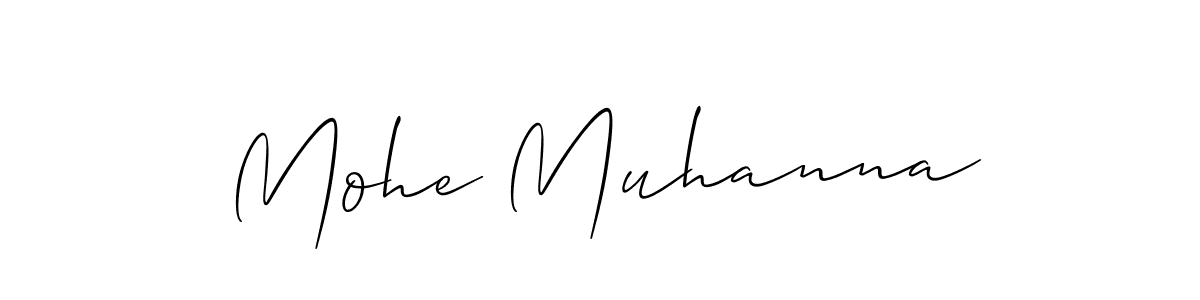 Use a signature maker to create a handwritten signature online. With this signature software, you can design (Allison_Script) your own signature for name Mohe Muhanna. Mohe Muhanna signature style 2 images and pictures png