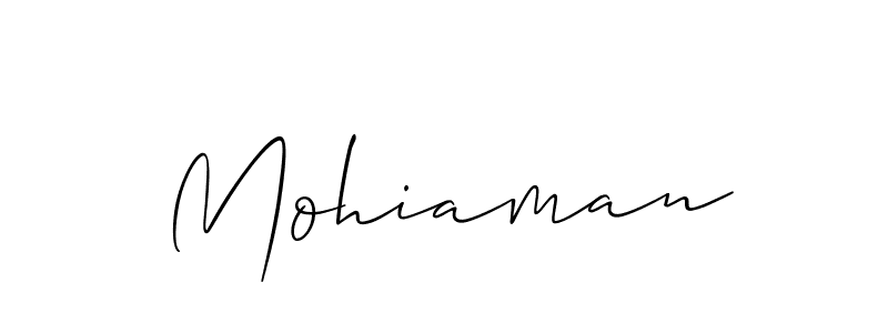 Use a signature maker to create a handwritten signature online. With this signature software, you can design (Allison_Script) your own signature for name Mohiaman. Mohiaman signature style 2 images and pictures png