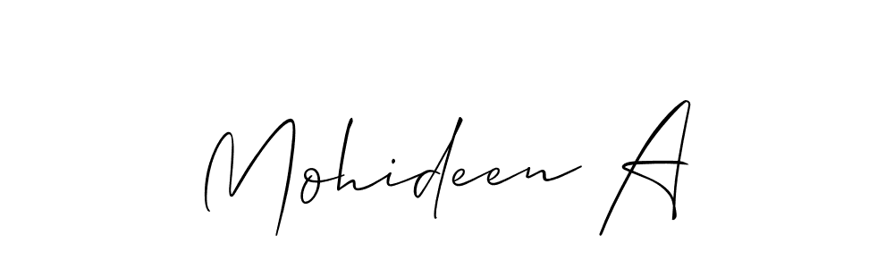 Make a beautiful signature design for name Mohideen A. Use this online signature maker to create a handwritten signature for free. Mohideen A signature style 2 images and pictures png