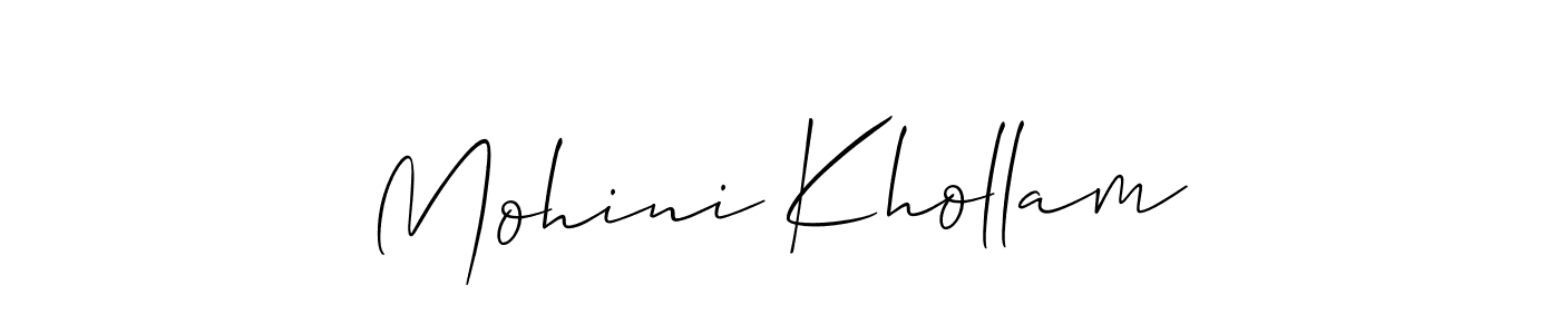 Use a signature maker to create a handwritten signature online. With this signature software, you can design (Allison_Script) your own signature for name Mohini Khollam. Mohini Khollam signature style 2 images and pictures png