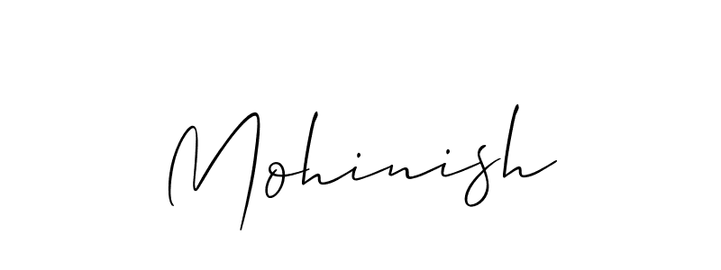 Use a signature maker to create a handwritten signature online. With this signature software, you can design (Allison_Script) your own signature for name Mohinish. Mohinish signature style 2 images and pictures png