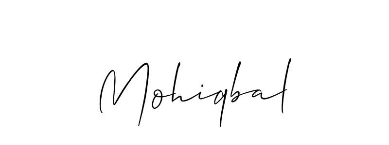 Use a signature maker to create a handwritten signature online. With this signature software, you can design (Allison_Script) your own signature for name Mohiqbal. Mohiqbal signature style 2 images and pictures png