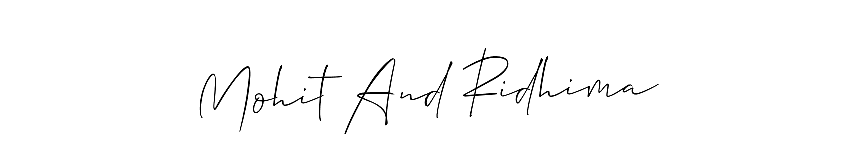Also You can easily find your signature by using the search form. We will create Mohit And Ridhima name handwritten signature images for you free of cost using Allison_Script sign style. Mohit And Ridhima signature style 2 images and pictures png