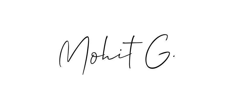 if you are searching for the best signature style for your name Mohit G.. so please give up your signature search. here we have designed multiple signature styles  using Allison_Script. Mohit G. signature style 2 images and pictures png