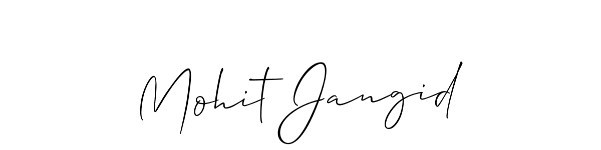 Allison_Script is a professional signature style that is perfect for those who want to add a touch of class to their signature. It is also a great choice for those who want to make their signature more unique. Get Mohit Jangid name to fancy signature for free. Mohit Jangid signature style 2 images and pictures png