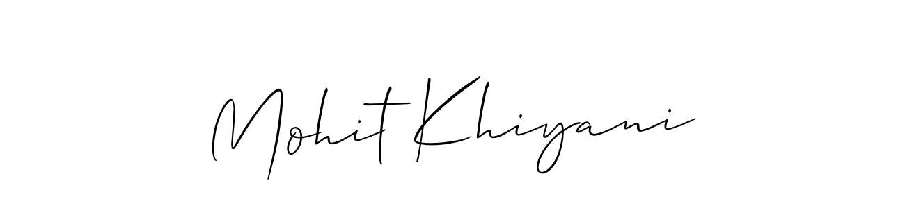 How to make Mohit Khiyani signature? Allison_Script is a professional autograph style. Create handwritten signature for Mohit Khiyani name. Mohit Khiyani signature style 2 images and pictures png