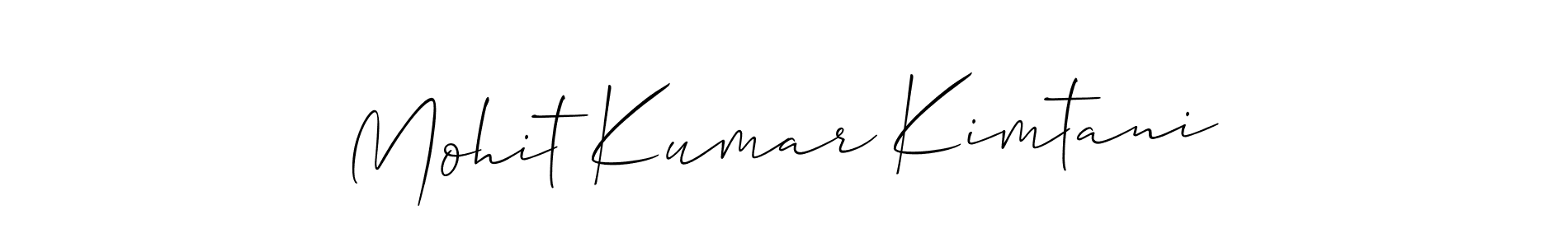 The best way (Allison_Script) to make a short signature is to pick only two or three words in your name. The name Mohit Kumar Kimtani include a total of six letters. For converting this name. Mohit Kumar Kimtani signature style 2 images and pictures png