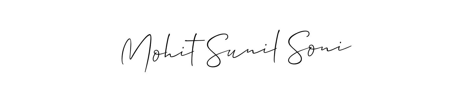 The best way (Allison_Script) to make a short signature is to pick only two or three words in your name. The name Mohit Sunil Soni include a total of six letters. For converting this name. Mohit Sunil Soni signature style 2 images and pictures png