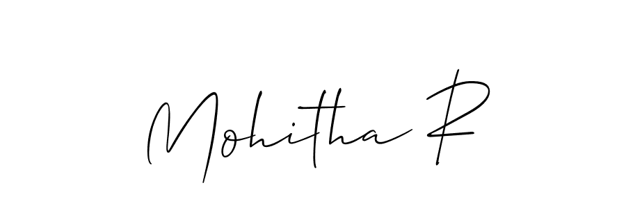 This is the best signature style for the Mohitha R name. Also you like these signature font (Allison_Script). Mix name signature. Mohitha R signature style 2 images and pictures png