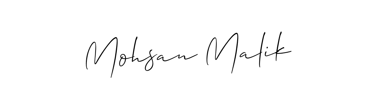 Allison_Script is a professional signature style that is perfect for those who want to add a touch of class to their signature. It is also a great choice for those who want to make their signature more unique. Get Mohsan Malik name to fancy signature for free. Mohsan Malik signature style 2 images and pictures png