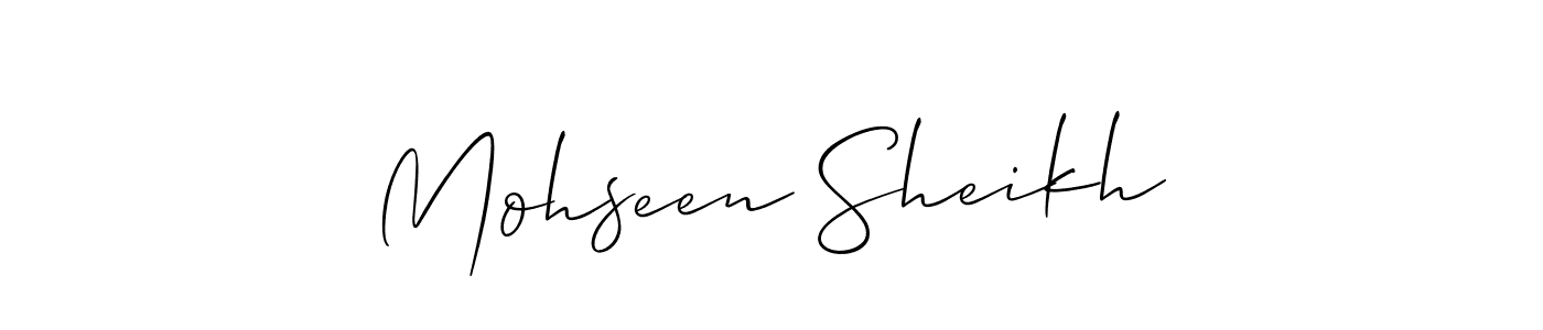 You should practise on your own different ways (Allison_Script) to write your name (Mohseen Sheikh) in signature. don't let someone else do it for you. Mohseen Sheikh signature style 2 images and pictures png
