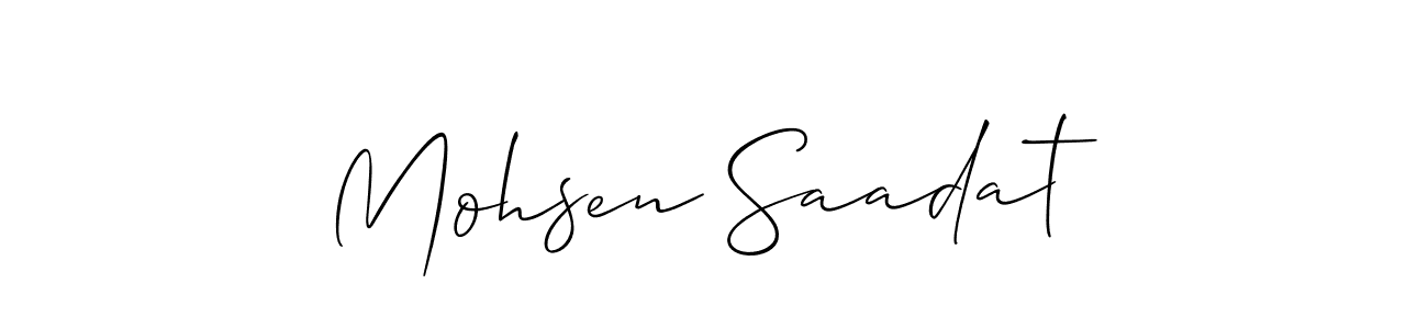 Make a short Mohsen Saadat signature style. Manage your documents anywhere anytime using Allison_Script. Create and add eSignatures, submit forms, share and send files easily. Mohsen Saadat signature style 2 images and pictures png