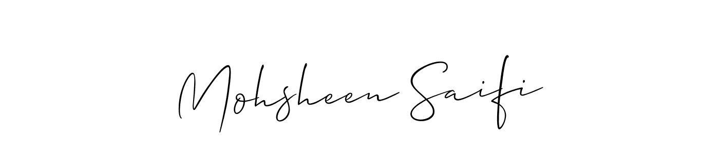 Create a beautiful signature design for name Mohsheen Saifi. With this signature (Allison_Script) fonts, you can make a handwritten signature for free. Mohsheen Saifi signature style 2 images and pictures png