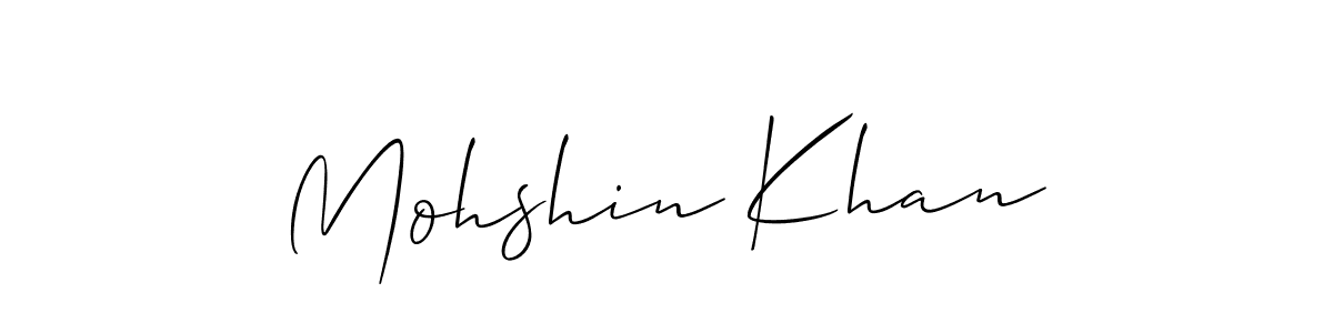 Use a signature maker to create a handwritten signature online. With this signature software, you can design (Allison_Script) your own signature for name Mohshin Khan. Mohshin Khan signature style 2 images and pictures png