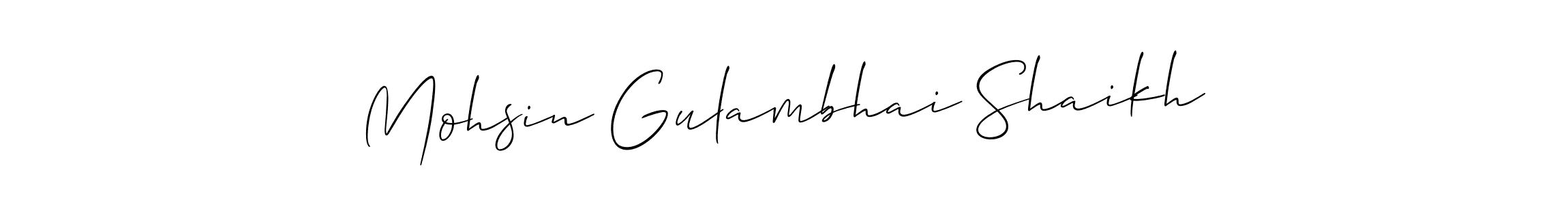 How to make Mohsin Gulambhai Shaikh signature? Allison_Script is a professional autograph style. Create handwritten signature for Mohsin Gulambhai Shaikh name. Mohsin Gulambhai Shaikh signature style 2 images and pictures png