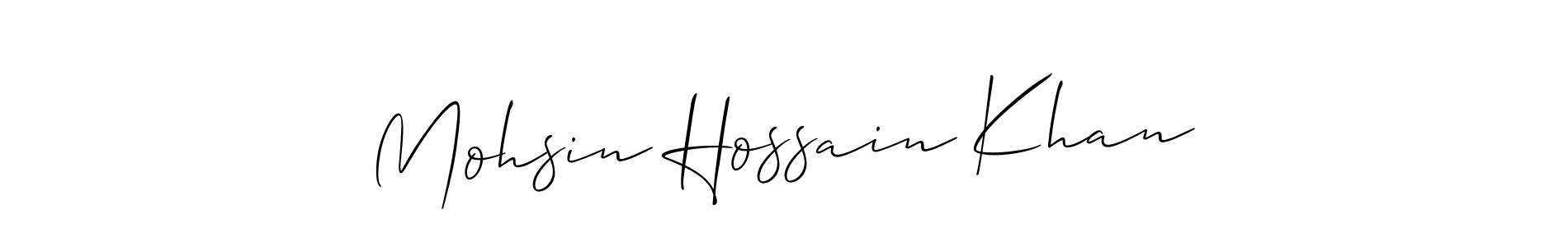 This is the best signature style for the Mohsin Hossain Khan name. Also you like these signature font (Allison_Script). Mix name signature. Mohsin Hossain Khan signature style 2 images and pictures png