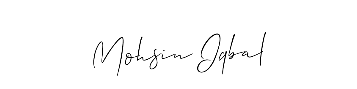 Use a signature maker to create a handwritten signature online. With this signature software, you can design (Allison_Script) your own signature for name Mohsin Iqbal. Mohsin Iqbal signature style 2 images and pictures png