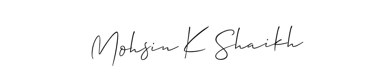 How to Draw Mohsin K Shaikh signature style? Allison_Script is a latest design signature styles for name Mohsin K Shaikh. Mohsin K Shaikh signature style 2 images and pictures png