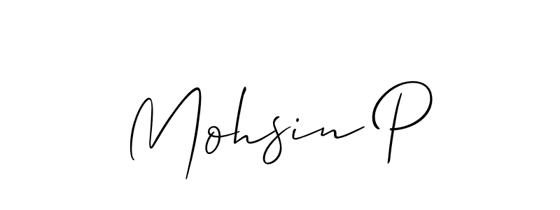 Also You can easily find your signature by using the search form. We will create Mohsin P name handwritten signature images for you free of cost using Allison_Script sign style. Mohsin P signature style 2 images and pictures png