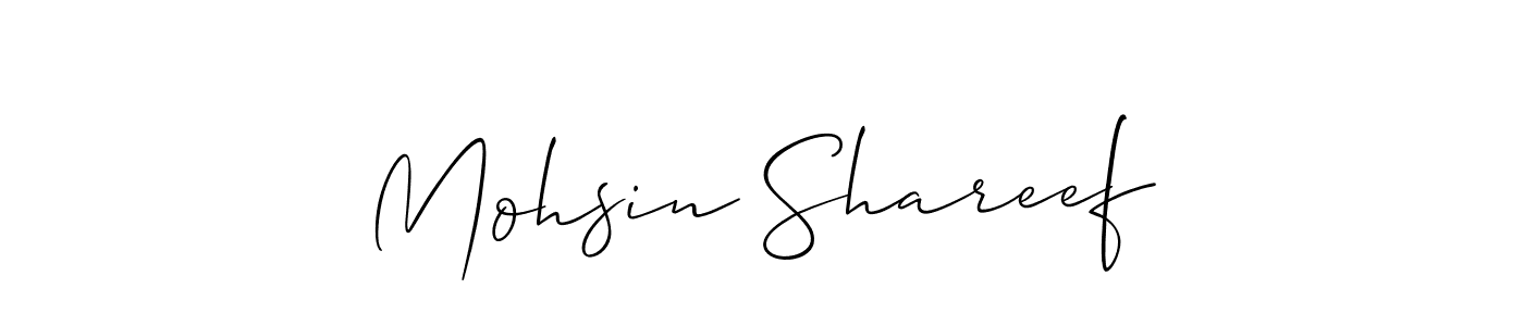 Create a beautiful signature design for name Mohsin Shareef. With this signature (Allison_Script) fonts, you can make a handwritten signature for free. Mohsin Shareef signature style 2 images and pictures png