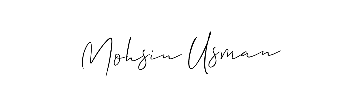 Create a beautiful signature design for name Mohsin Usman. With this signature (Allison_Script) fonts, you can make a handwritten signature for free. Mohsin Usman signature style 2 images and pictures png