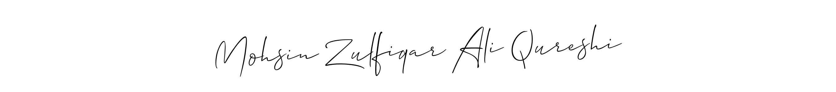 This is the best signature style for the Mohsin Zulfiqar Ali Qureshi name. Also you like these signature font (Allison_Script). Mix name signature. Mohsin Zulfiqar Ali Qureshi signature style 2 images and pictures png