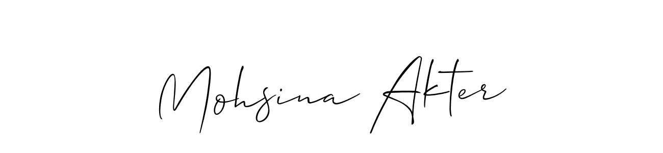 Create a beautiful signature design for name Mohsina Akter. With this signature (Allison_Script) fonts, you can make a handwritten signature for free. Mohsina Akter signature style 2 images and pictures png