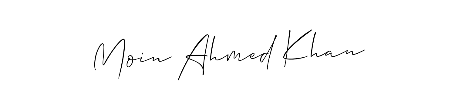 Also You can easily find your signature by using the search form. We will create Moin Ahmed Khan name handwritten signature images for you free of cost using Allison_Script sign style. Moin Ahmed Khan signature style 2 images and pictures png