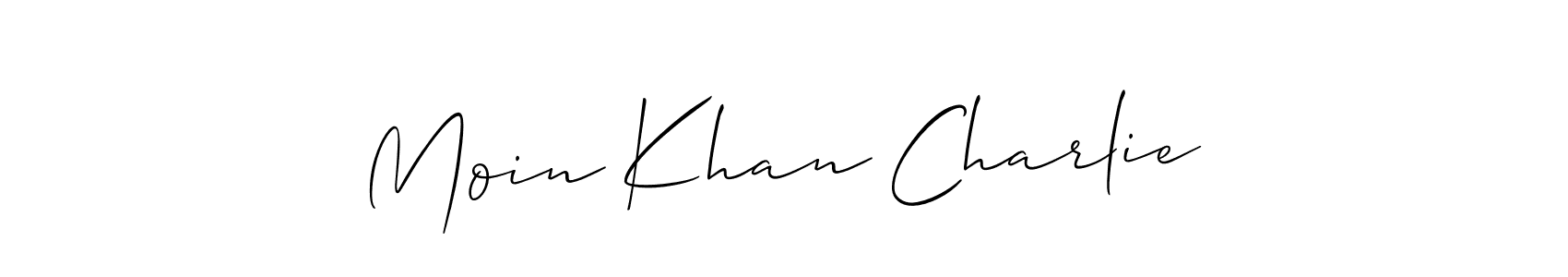 Also You can easily find your signature by using the search form. We will create Moin Khan Charlie name handwritten signature images for you free of cost using Allison_Script sign style. Moin Khan Charlie signature style 2 images and pictures png