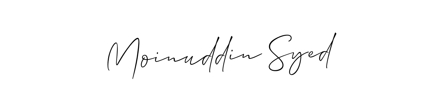 How to make Moinuddin Syed name signature. Use Allison_Script style for creating short signs online. This is the latest handwritten sign. Moinuddin Syed signature style 2 images and pictures png