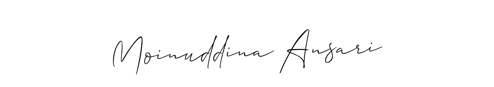 Design your own signature with our free online signature maker. With this signature software, you can create a handwritten (Allison_Script) signature for name Moinuddina Ansari. Moinuddina Ansari signature style 2 images and pictures png