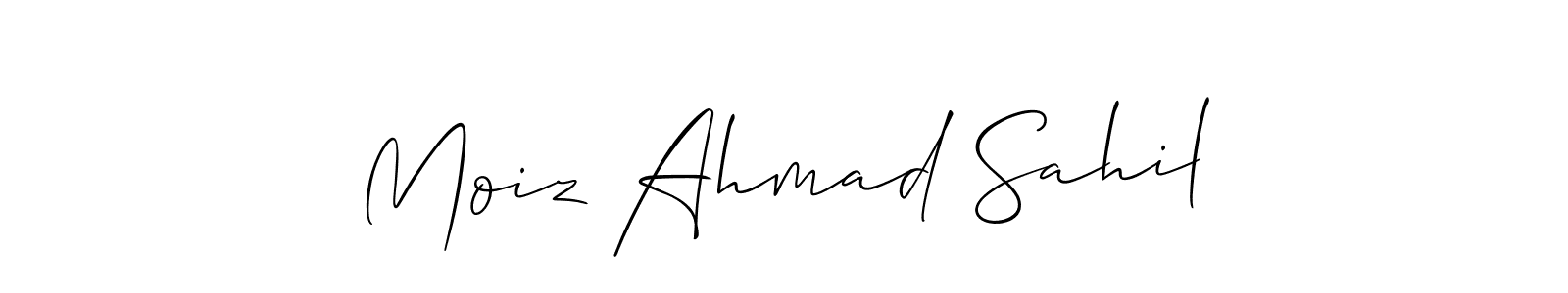 How to make Moiz Ahmad Sahil signature? Allison_Script is a professional autograph style. Create handwritten signature for Moiz Ahmad Sahil name. Moiz Ahmad Sahil signature style 2 images and pictures png