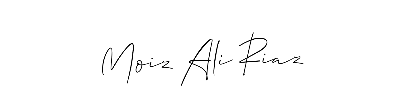 Allison_Script is a professional signature style that is perfect for those who want to add a touch of class to their signature. It is also a great choice for those who want to make their signature more unique. Get Moiz Ali Riaz name to fancy signature for free. Moiz Ali Riaz signature style 2 images and pictures png