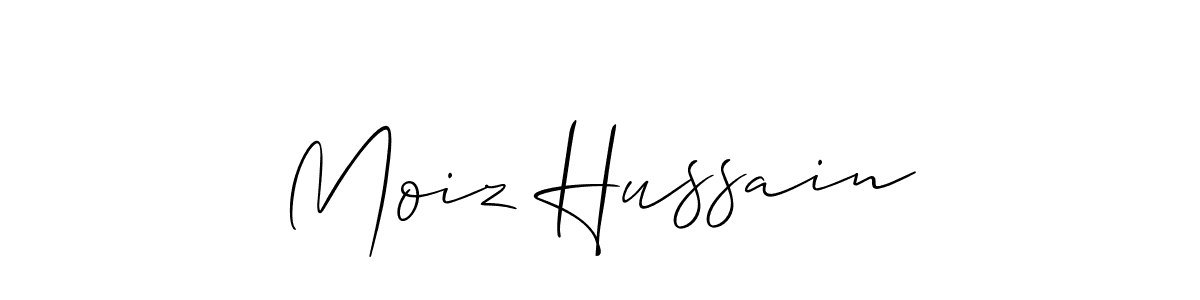 How to make Moiz Hussain name signature. Use Allison_Script style for creating short signs online. This is the latest handwritten sign. Moiz Hussain signature style 2 images and pictures png