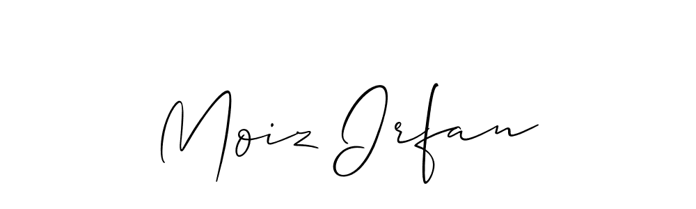 Make a beautiful signature design for name Moiz Irfan. With this signature (Allison_Script) style, you can create a handwritten signature for free. Moiz Irfan signature style 2 images and pictures png