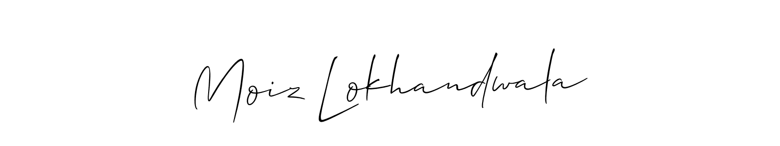 It looks lik you need a new signature style for name Moiz Lokhandwala. Design unique handwritten (Allison_Script) signature with our free signature maker in just a few clicks. Moiz Lokhandwala signature style 2 images and pictures png