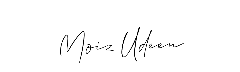 Allison_Script is a professional signature style that is perfect for those who want to add a touch of class to their signature. It is also a great choice for those who want to make their signature more unique. Get Moiz Udeen name to fancy signature for free. Moiz Udeen signature style 2 images and pictures png