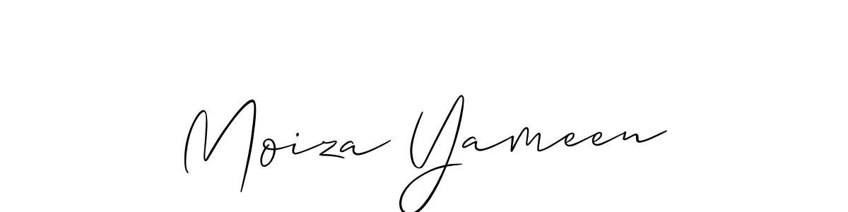 Make a beautiful signature design for name Moiza Yameen. With this signature (Allison_Script) style, you can create a handwritten signature for free. Moiza Yameen signature style 2 images and pictures png