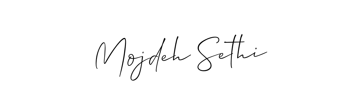 Make a beautiful signature design for name Mojdeh Sethi. With this signature (Allison_Script) style, you can create a handwritten signature for free. Mojdeh Sethi signature style 2 images and pictures png