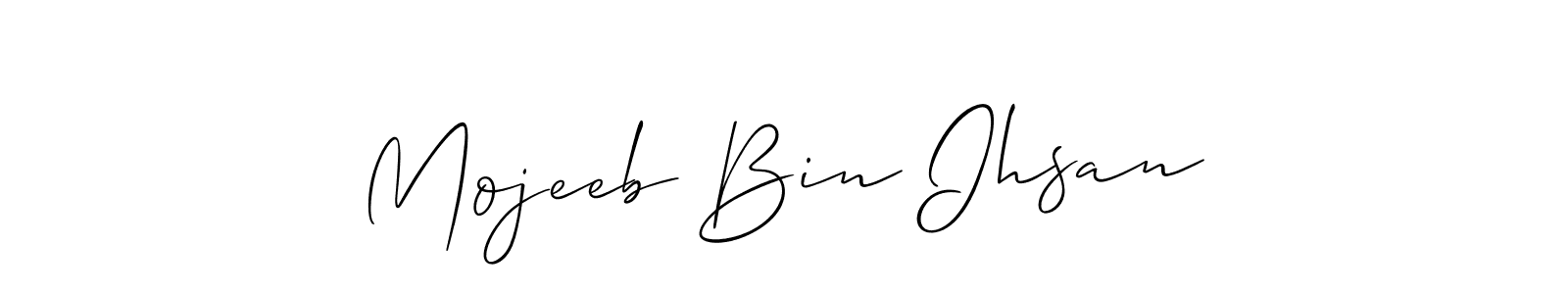 How to make Mojeeb Bin Ihsan signature? Allison_Script is a professional autograph style. Create handwritten signature for Mojeeb Bin Ihsan name. Mojeeb Bin Ihsan signature style 2 images and pictures png