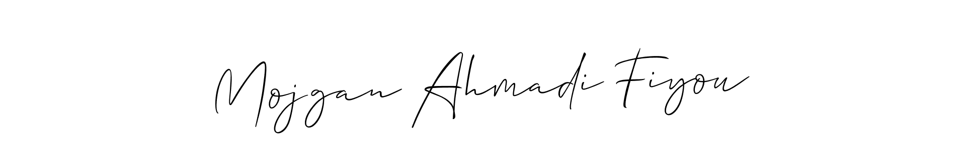 Similarly Allison_Script is the best handwritten signature design. Signature creator online .You can use it as an online autograph creator for name Mojgan Ahmadi Fiyou. Mojgan Ahmadi Fiyou signature style 2 images and pictures png