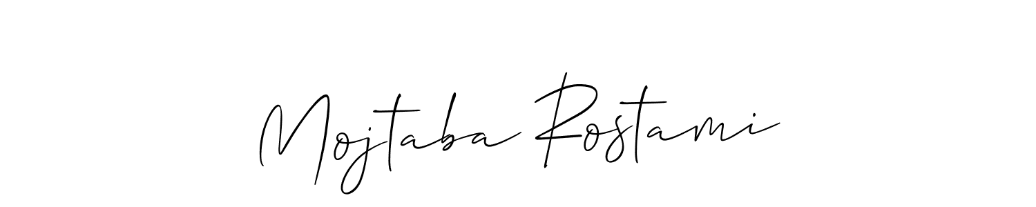 The best way (Allison_Script) to make a short signature is to pick only two or three words in your name. The name Mojtaba Rostami include a total of six letters. For converting this name. Mojtaba Rostami signature style 2 images and pictures png