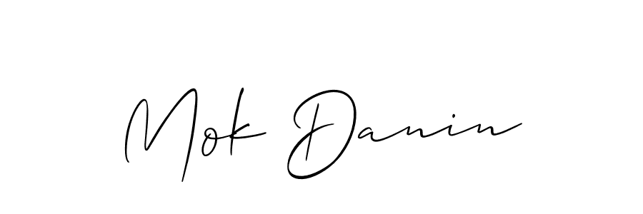 Also You can easily find your signature by using the search form. We will create Mok Danin name handwritten signature images for you free of cost using Allison_Script sign style. Mok Danin signature style 2 images and pictures png